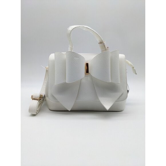 LIKE DREAMS/GROSSI Eva double bowtie leather top handle crossbody WHITE (New) - Picture 10 of 13